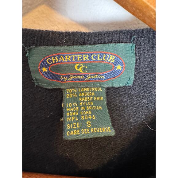 Vintage 90s Charter Club Princess Diana Wool Angora Blend Faux Pearl Cardigan - Picture 6 of 7